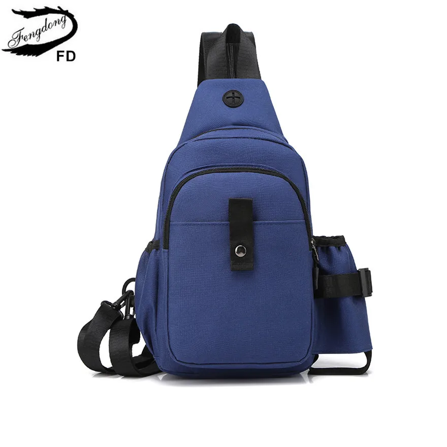 Fengdong мужской мини-рюкзак, сумка на плечо, мужской маленький рюкзак, водонепроницаемый, слинг, нагрудная сумка, сумки через плечо, для мальчика, дорожная сумка для воды - Цвет: blue