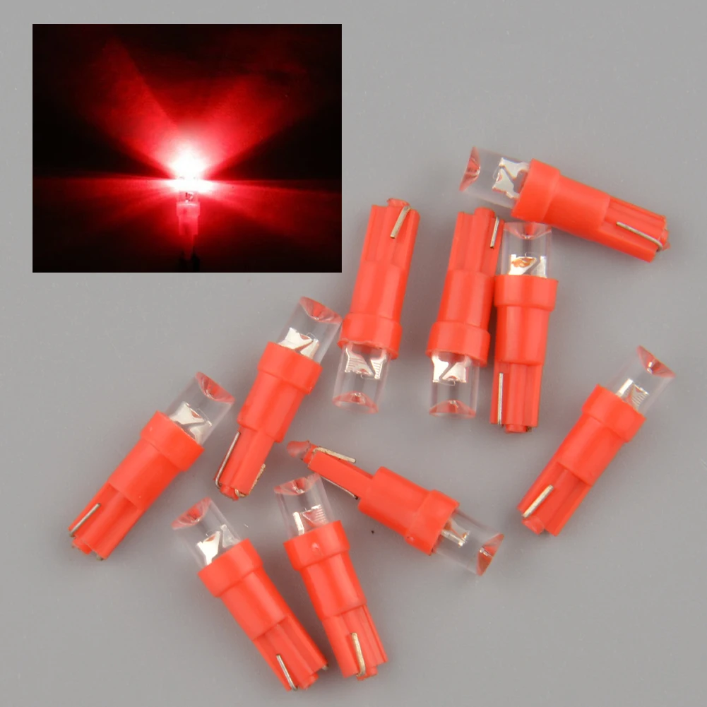

50 pcs/lot Car Styling High quality Flat Red light T5 Dashboard Gauge LED Bulb Light Running Corner Bumper lights For Vehicles