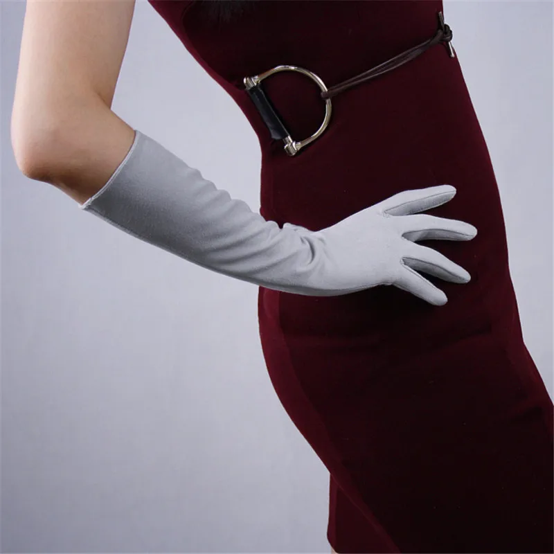 Matte Brushed Suede Women Gloves 40cm Long Simulation Leather Unlined Long-Style Suede Leather Female Mittens TB60