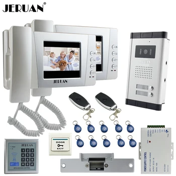 

JERUAN Apartment 4.3`` Video Door Phone Intercom System kit 2 Monitor HD Camera RFID Entry Access Control 2 Remote Control