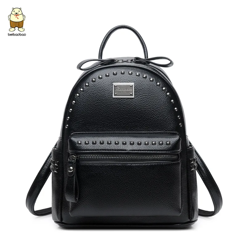 

Beibaobao 2019 Women Fanshion Backpacks High Quality School Bags For Girls Work Lady's Bags Pu Leather Rivet Multi-use Bags
