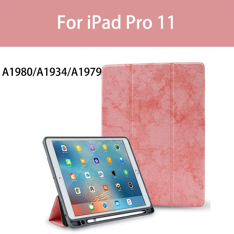 Чехол для ipad Pro, 11 дюймов, устойчивый к падениям, ТПУ+ ПУ, держатель для карандашей, умный, автоматический, спящий, чехол для ipad, Coquille plate, A80, A1934 - Цвет: pink