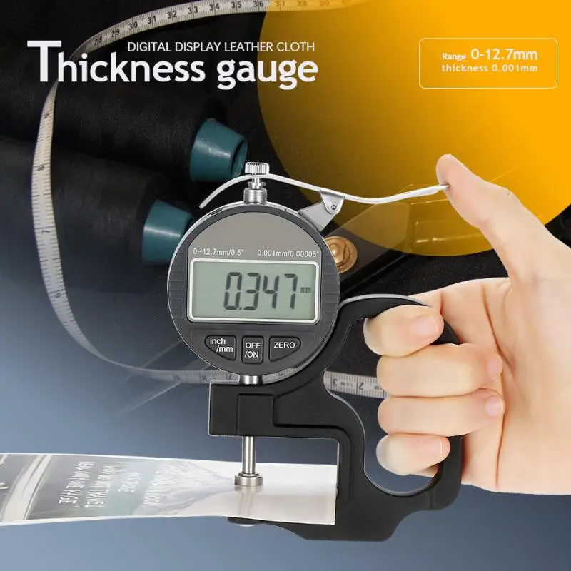 

Digital Display Thickness Gauge Paper Leather Cloth Thickness Gauge Measuring Tool Range 0-12.7mm 0.001mm