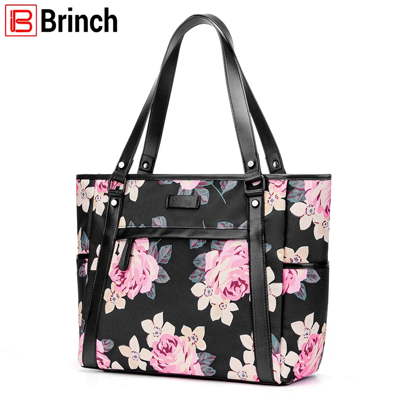 

BRINCH Fashion Mummy Maternity Nappy Tote Bag With Floral Pattern Nylon Multi-Function Shoulder Baby Diaper Handbag