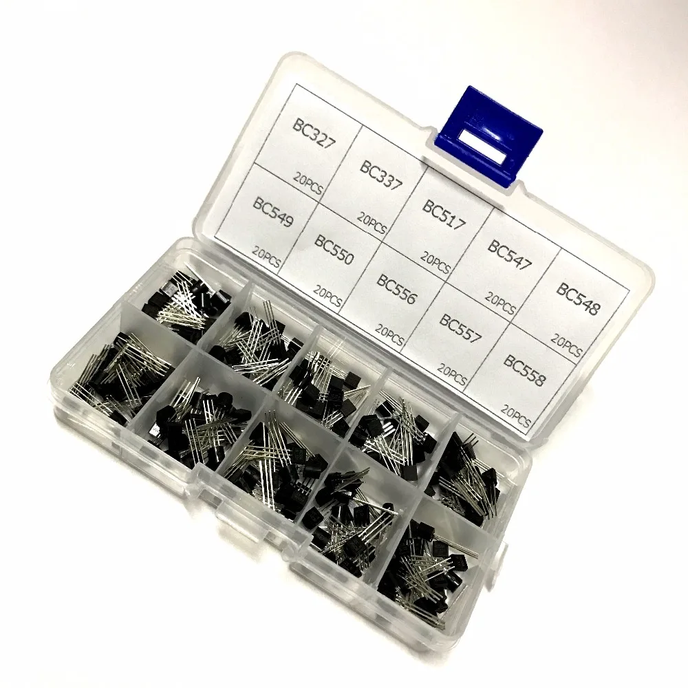 BC327~BC558 NPN Transistor Assortment Kit Box Pack Set - 10 Values, 200pcs including BC337, BC549, BC550, BC517, BC556, BC547, BC557, BC548 image 5