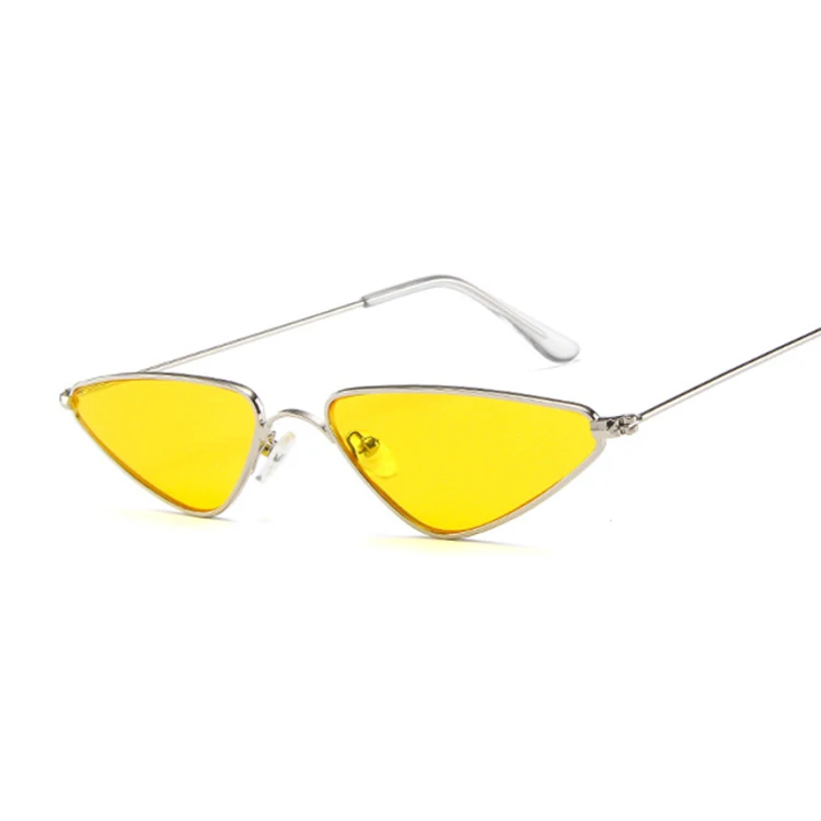 Розовые женские солнцезащитные очки "кошачий глаз", милые сексуальные брендовые Дизайнерские летние ретро очки в небольшой оправе, черные красные солнцезащитные очки "кошачий глаз" - Цвет линз: SilverYellow
