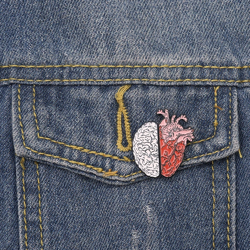 Реалистичные булавки в виде сердца, значки панка, броши, джинсовый значок с эмалью, медицинские подарки для мужчин и женщин, ювелирные изделия