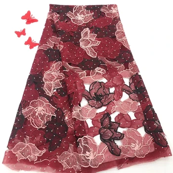 

2019 High Quality French Lace African Velvet Fabric Sequins and Stones Blue Nigerian Lace Fabrics For Wedding 2018 JL301