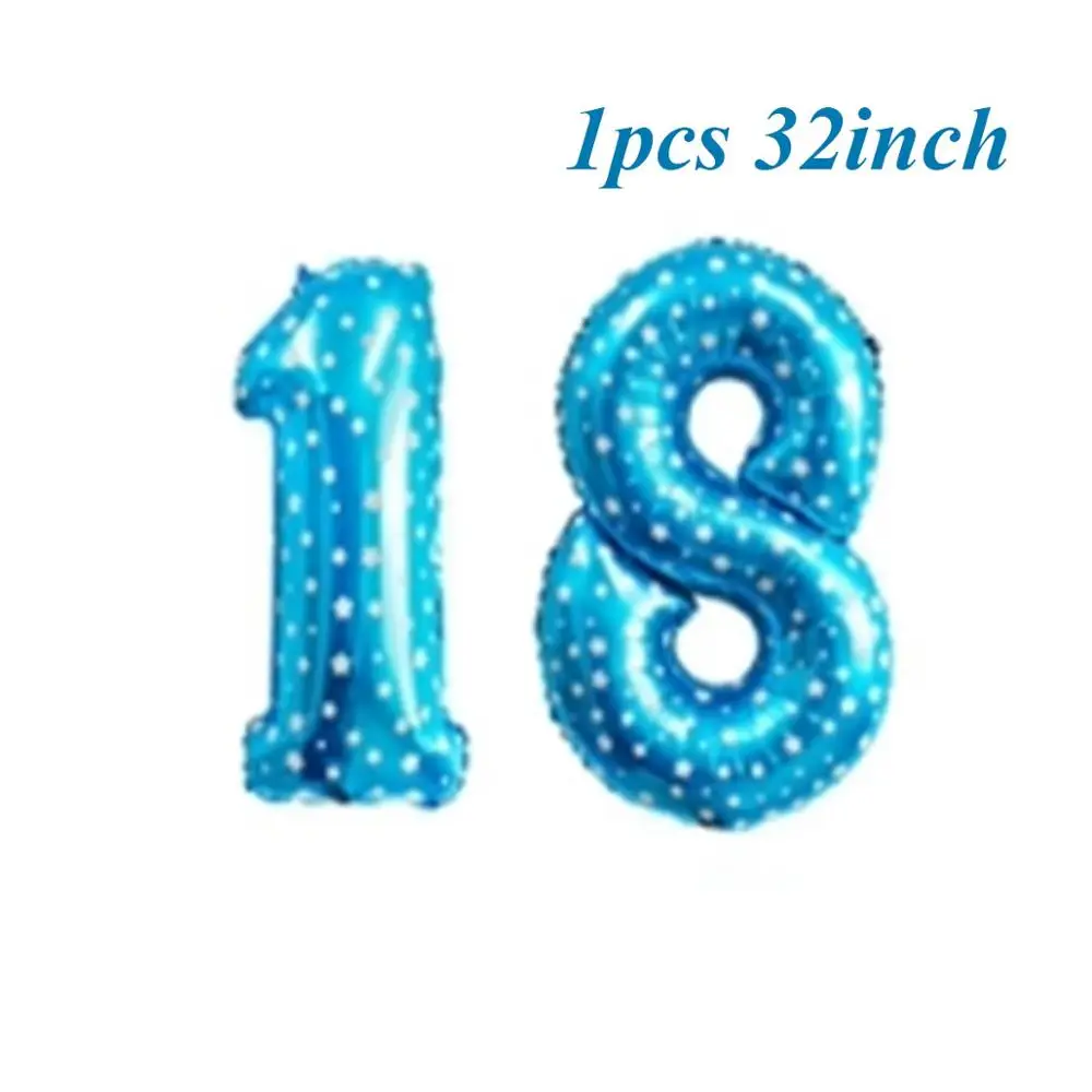 Huiran воздушные шары с днем рождения, розовое золото, баллоны с цифрами, баллоны на 18 дней рождения, праздничные украшения для детей и взрослых, 18 дней рождения - Цвет: Blue