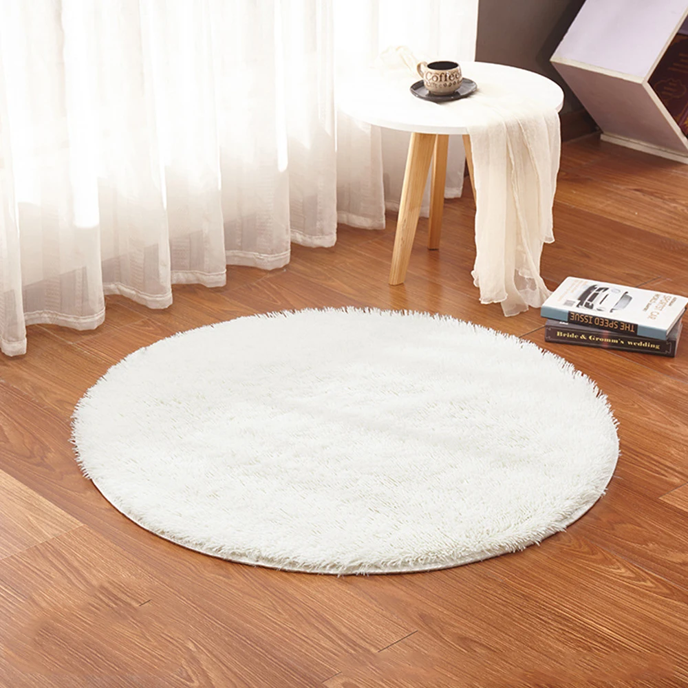 

Round Home Textile Shaggy Carpet Anti-Skid Rug Shower Bedroom Mat Door Floor Carpet Round Rug options-Washable 100cm