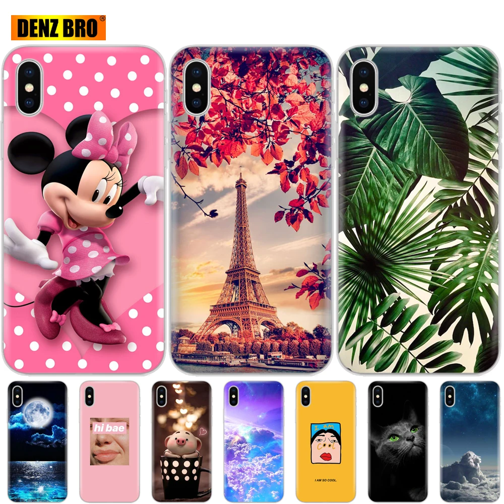 

Silicone Case For iphone X XS XR case Cover for iphone xs max coque etui bumper back soft tpu phone cover protective painting