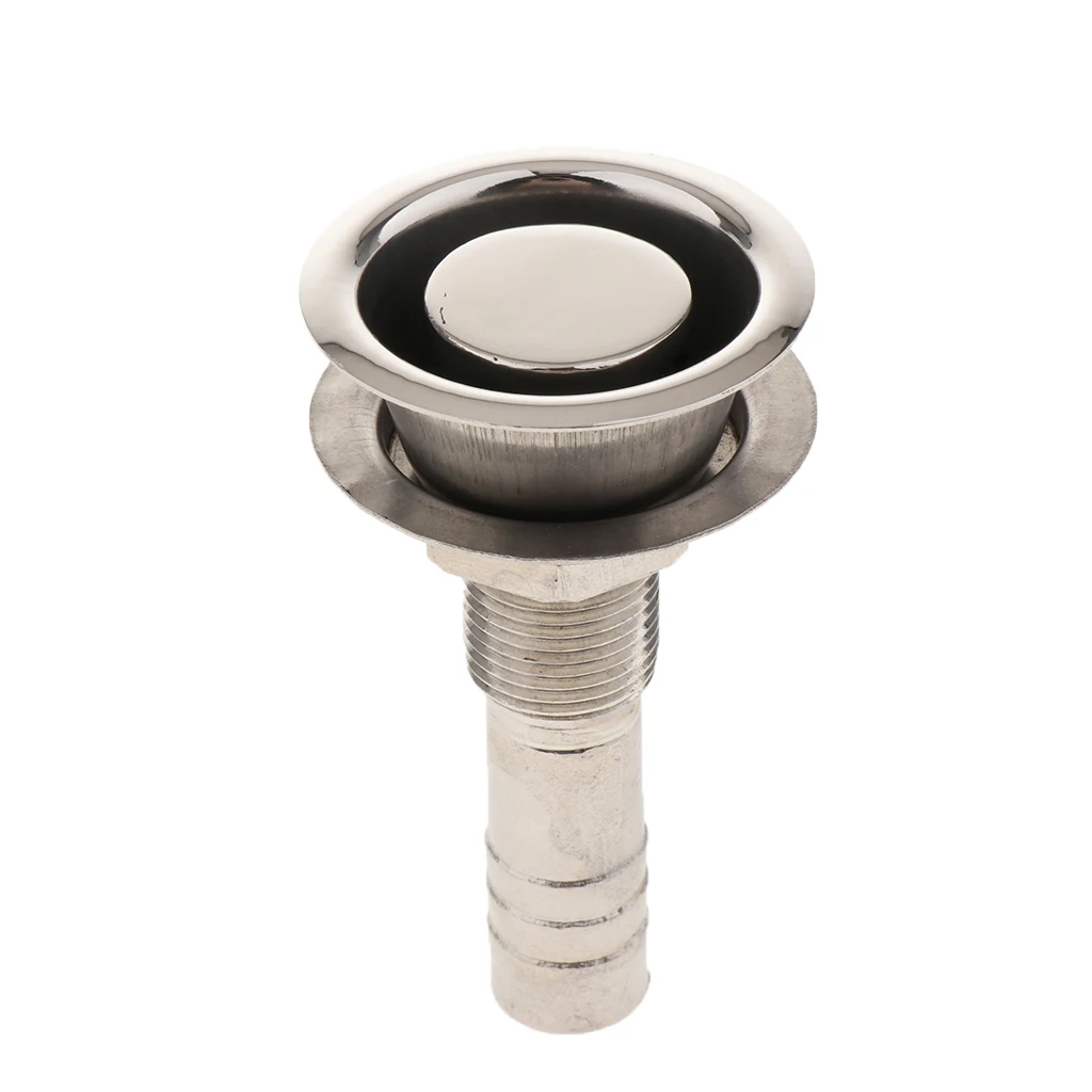 

Stainless Steel Marine Boat Thru Hull Fitting Connector / Drain 5/8 inch Threaded Hose Barb