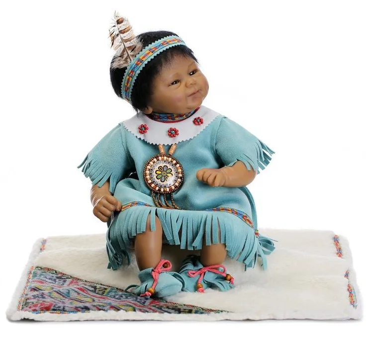 NPK 17 дюймов американских индейцев винилсиликоновых Reborn Baby Doll подарок на день