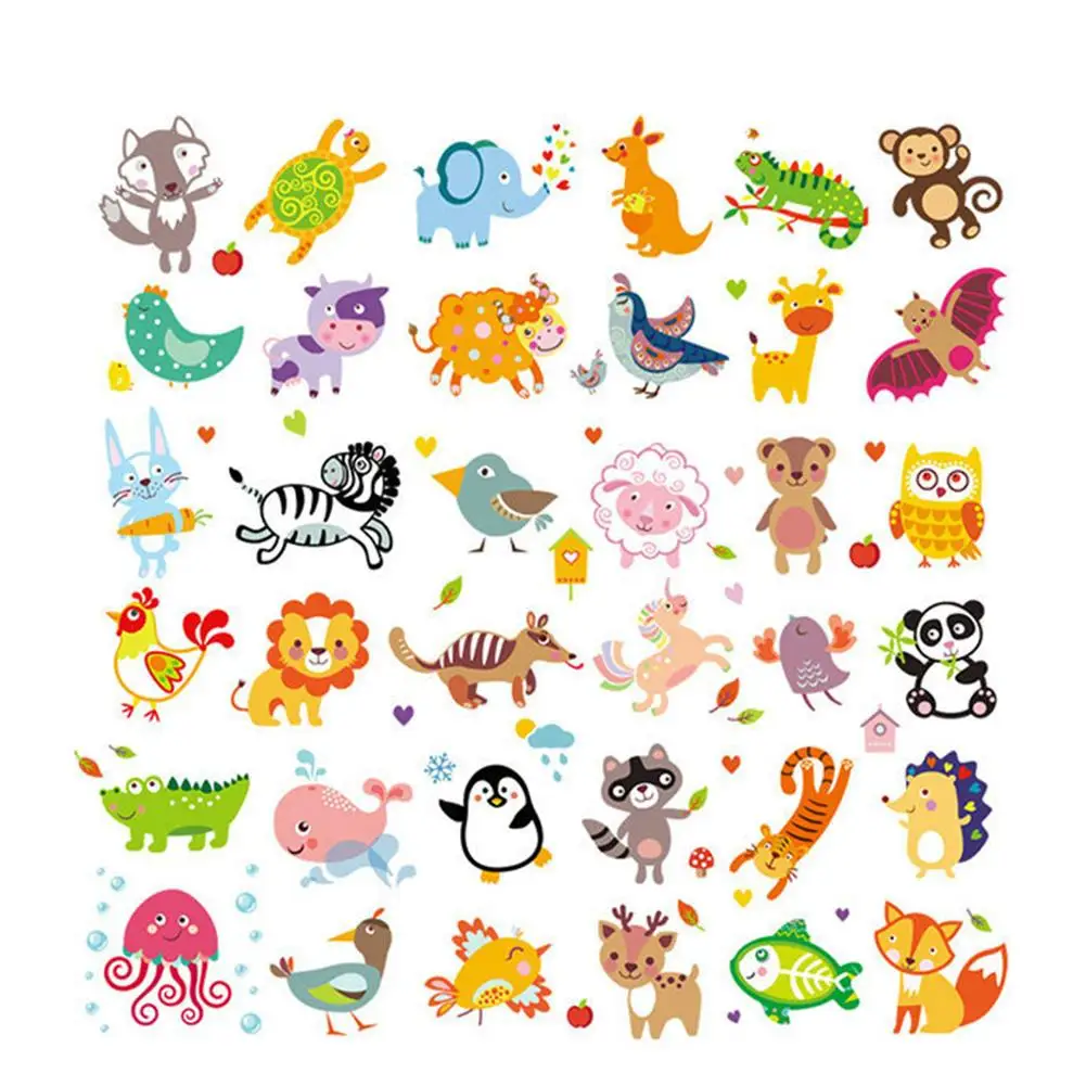

Cute Cartoon Jungle Animals Heat Transfer Printing Pattern Colorful Pyrography Stickers Iron On Patch On Baby Kids Clothing