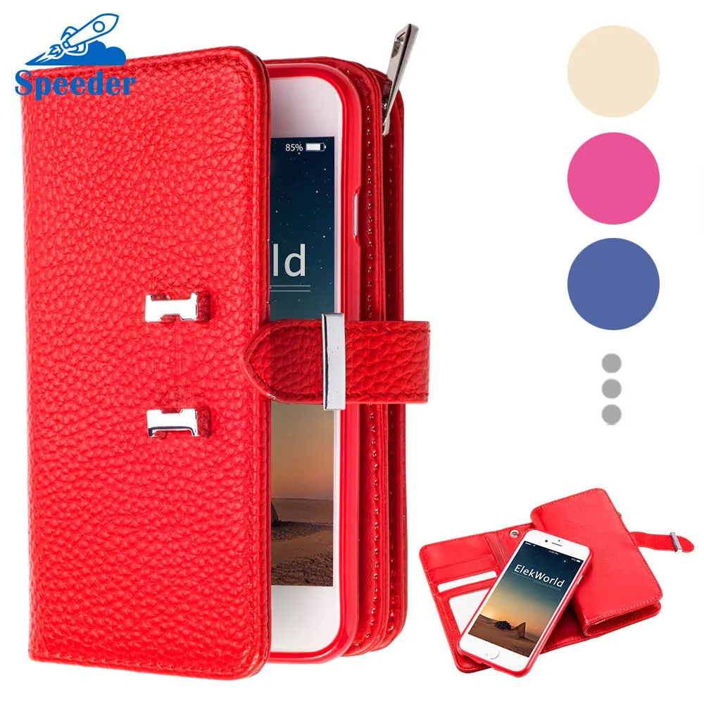 

For iPhone 6S 7 8 Case 3 in 1 Detachable Leather Zipper Wallet Case For iPhone 6S7 8 Plus 5 5S SE Multifunction Phone Cover