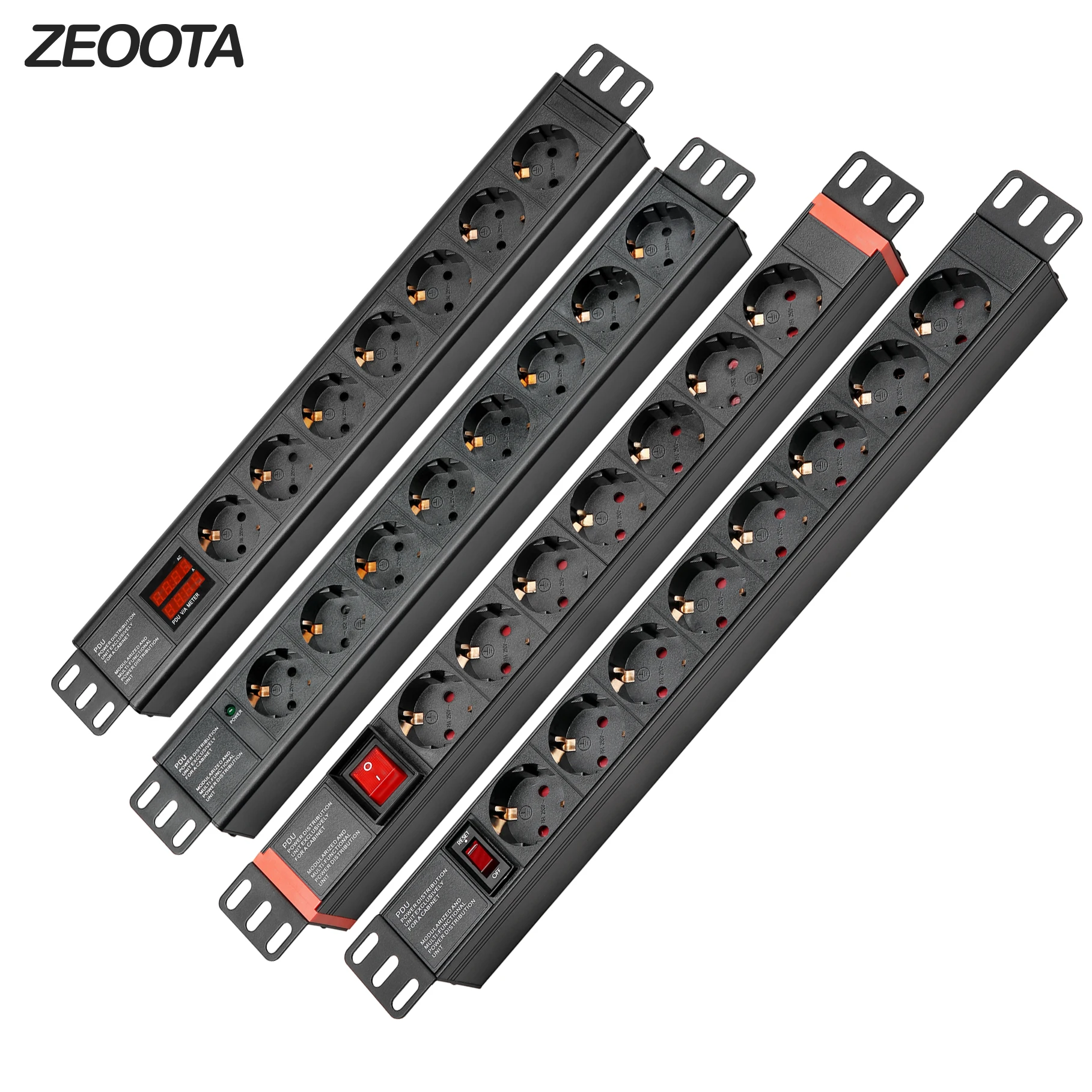 Продажа PDU мощность полосы 1U 1.5U 19 дюймов 7 8 AC ЕС розетки с мощность переключатель Защита от перегрузки индикатор AC Дисплей удлинитель