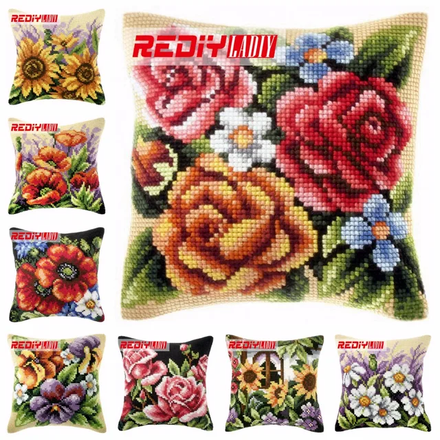 LADIY Cross Stitch Cushion Cover Yarn for Embroidery Cushions Home