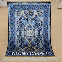 Yilong 2'x3' Восточный шелковый ковер темно-синий ручной работы Изысканная скидка персидские ковры(1925