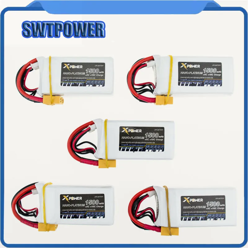

5pcs 1500Mah 14.8V 4S 45C Li-po Battery XT60 Plug For RC Helicopter Qudcopter Drone Truck Car Boat parts