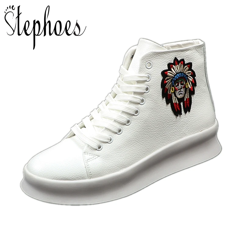 Shipping High Casual Luxe Chaussures Stephoes Microfibre Cheville Rivets Hommes Drop Marque Top De Mode Amérique Blanc Bottes mv8wyN0On