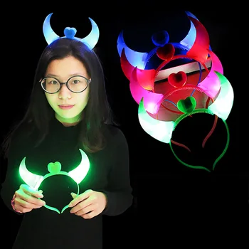 

Head Band Devil Horns Party Dance holiday light Luminous night Light Child Adult Headband