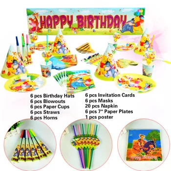 

Quality Winnie the pooh tiger Kids Birthday Party Decoration Set Party Supplies Baby Birthday Party Pack event party supplies