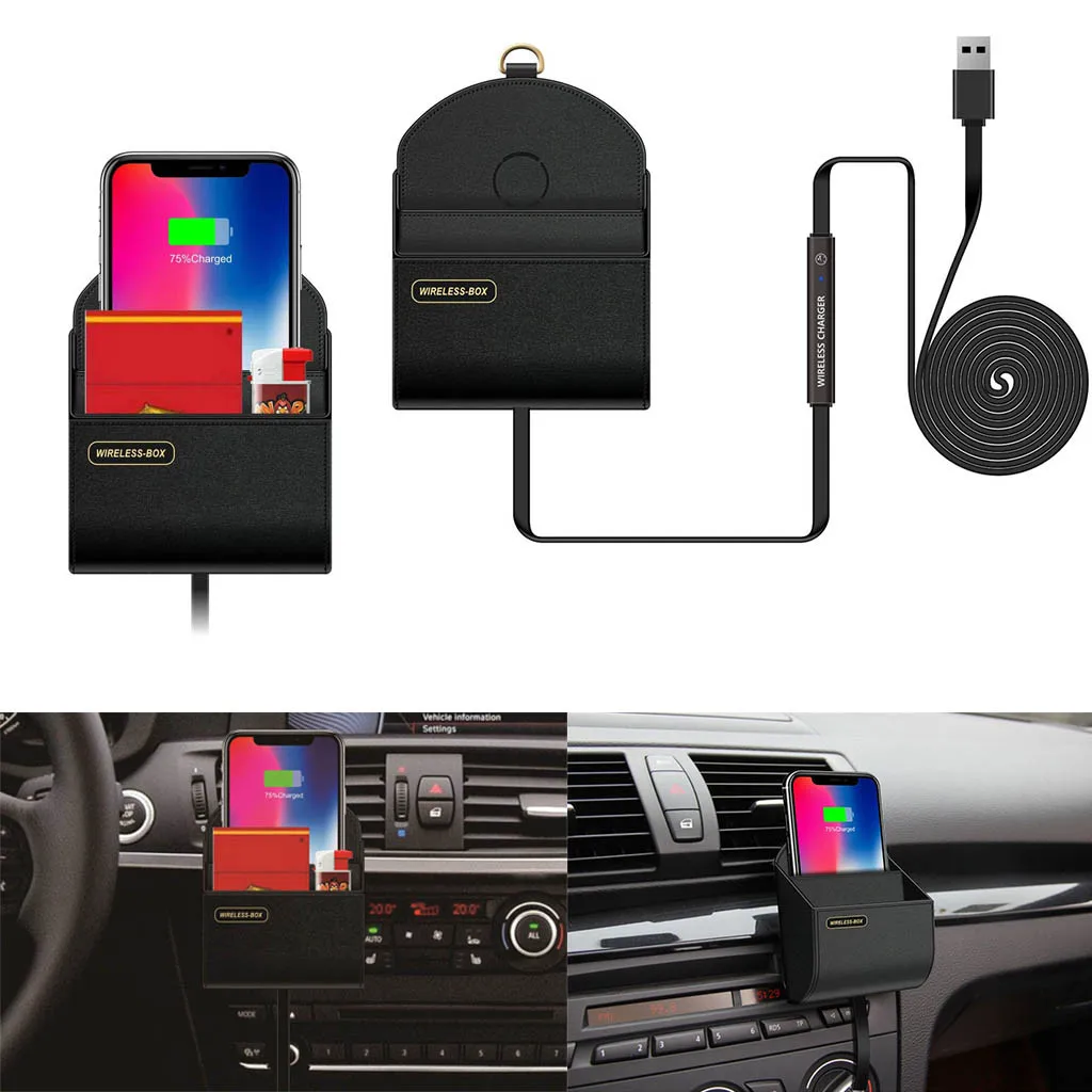 

Wireless Charger Storage Box Car Charging Dock Station For iPhone X XR XS Max Samsung Note 9 S9 S8 Plus Xiaomi mi Mix 2s