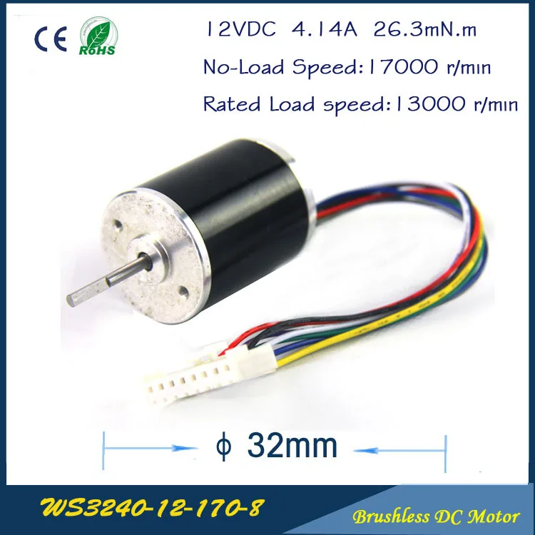 Reliable Performance 17000rpm 12VDC 4A 32mm Brushless DC Motor for DC FAN Air pump or gear box