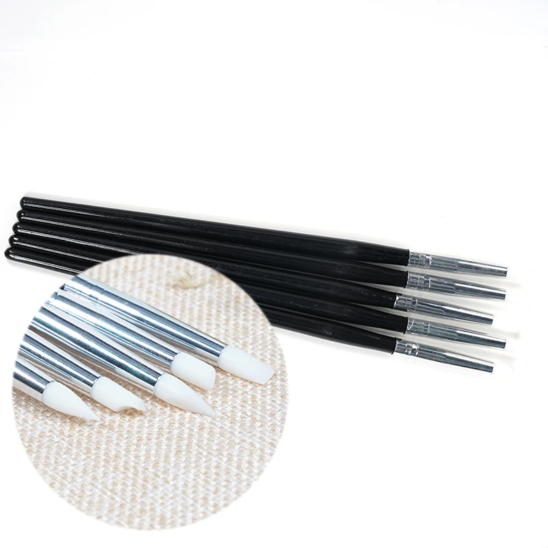 5 Pcs/set Silicone Uv Gel Nail Art Pen Brush Shaping Clay Points Carving Emboss Hollow Earthenware Sculpture Polish Tool | Красота и