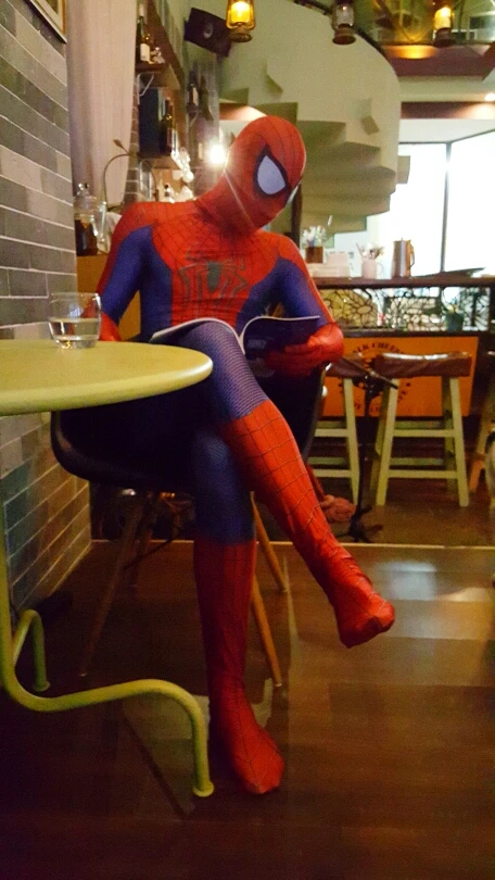 

Custom made Halloween adult marvel lycra Amazing Spiderman Costume Cosplay mask lens 3D Printing