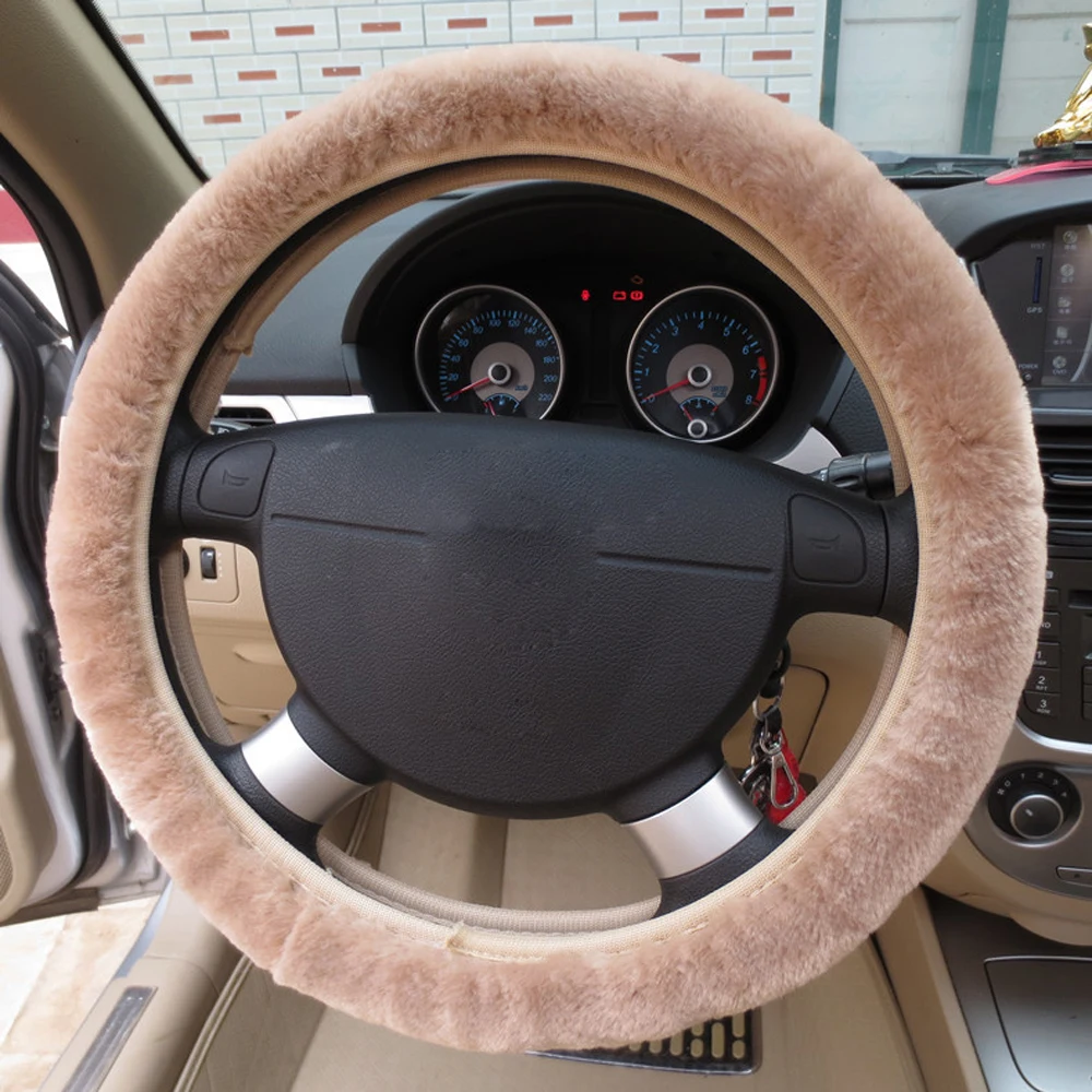 Soft Warm Plush Winter Car Steering Wheel Cover Elastic Universal