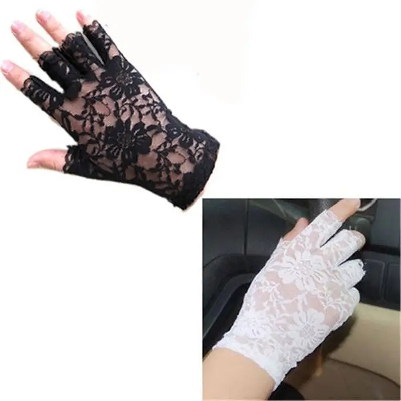 цена Womens Sexy Dressy Lace Gloves Sunscreen Short Gloves Fingerless Lace Driving Gloves Spring And Summer Mittens Accessories