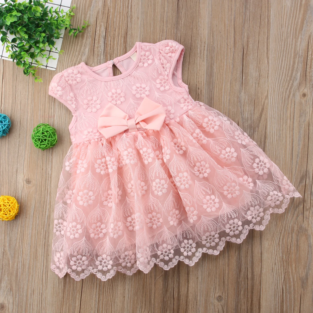 

Cute Lace Flower Girls Princess Dress Kid Baby Bowknot Party Wedding Pageant Floral Tutu Ball Gown Dress Pink Purple White