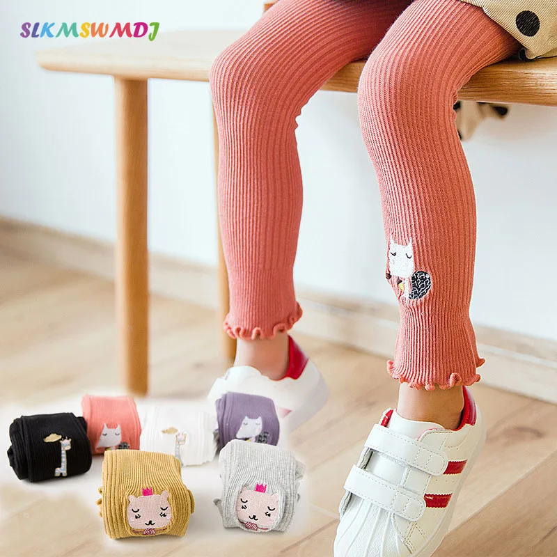 

SLKMSWMDJ spring and summer new cartoon baby embroidery children girls pantyhose leggings lace baby leggings for 1-8 years old