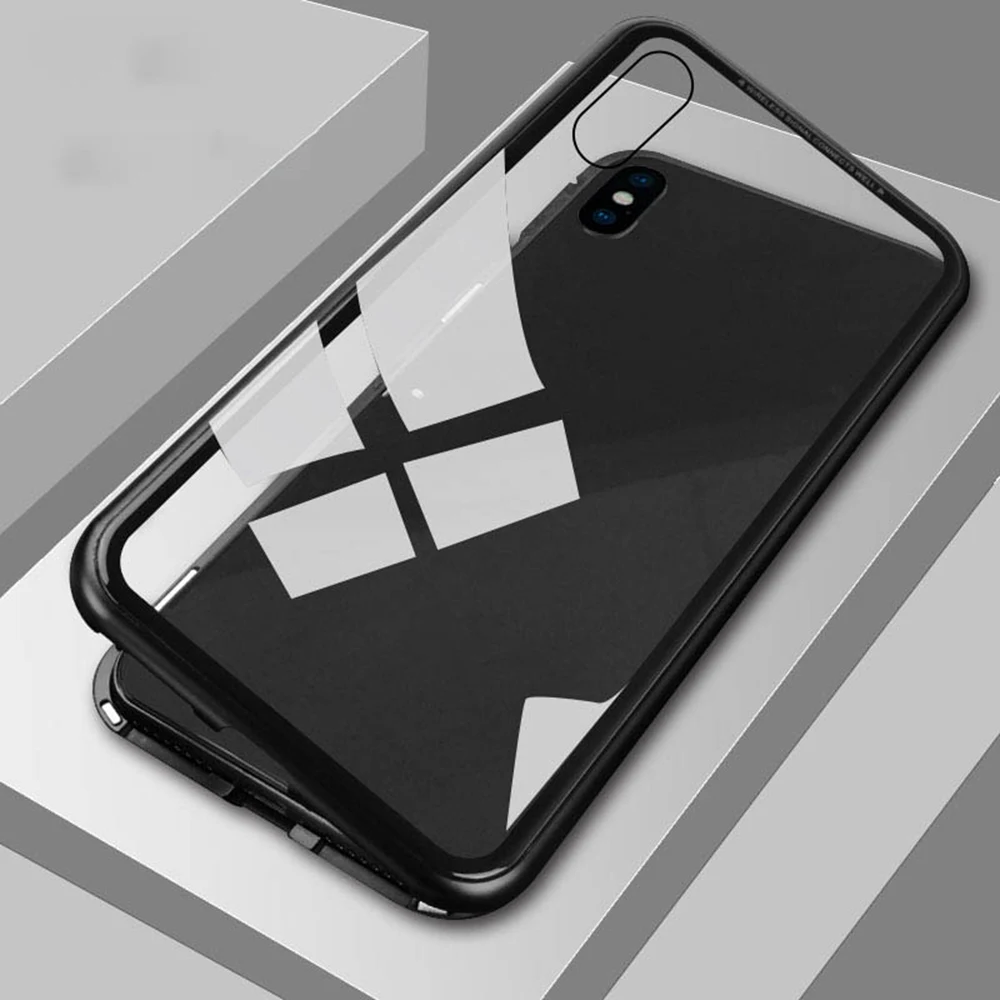 FLOVEME двусторонний стеклянный Магнитный чехол для iPhone XS MAX XR X Роскошный металлический чехол на 360 градусов для iPhone 6S 7 8 Plus