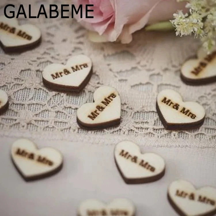 Galabeme 50pcs MR&amp MRS Wooden Table Confetti Scatter Scrapbooking DIY Wedding Party Decoration Photo Props | Дом и сад