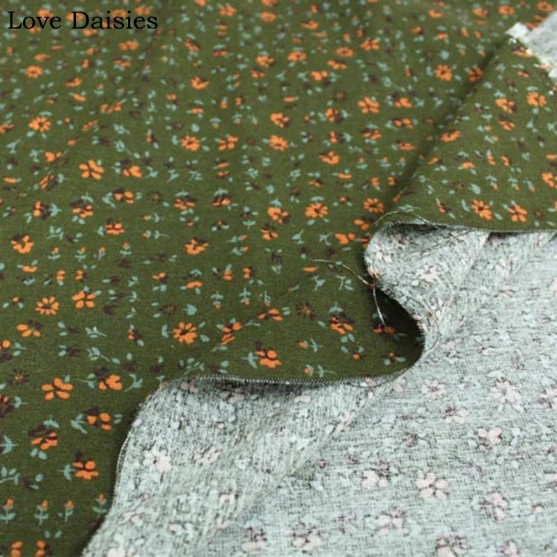 Хлопок/лен пасторальный фуксия темно-синий армейский зеленый маленькие оранжевые цветы ткань для DIY куклы одежда платье скатерть Ремесло Декор