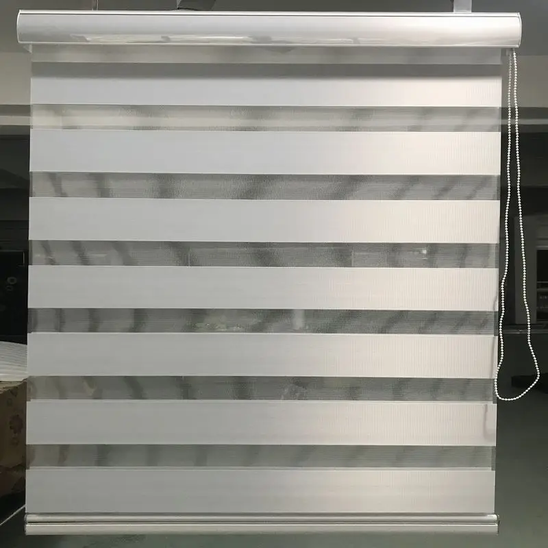 Zebra Blinds Custom Made Blackout Double Layer Roller Blinds in White
