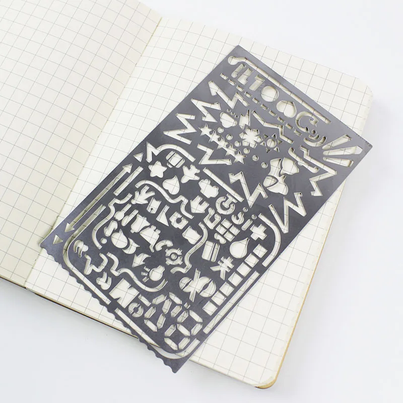 Creative Portable Stainless Steel Stencils Hollow ruler for filofax Planner Travel Diary Notebook Template Gift Stationery | Канцтовары