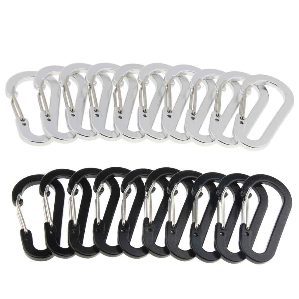 10Pcs Aluminium Carabiners Clip Snap Keychain Clip Spring Key Chain Clip Hook Buckle for Camping Hiking Dog Leash Harness