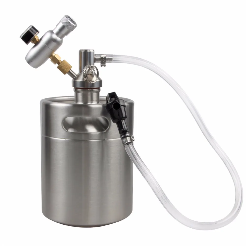 2L 64OZ Stainless Steel 2L Mini Beer Keg Growler With Pocket CO2 Keg