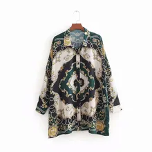 Fashion women's retro print long sleeves Shirts Chic print loose Shirt &Blouses A140 grid pattern long sleeves blouses
