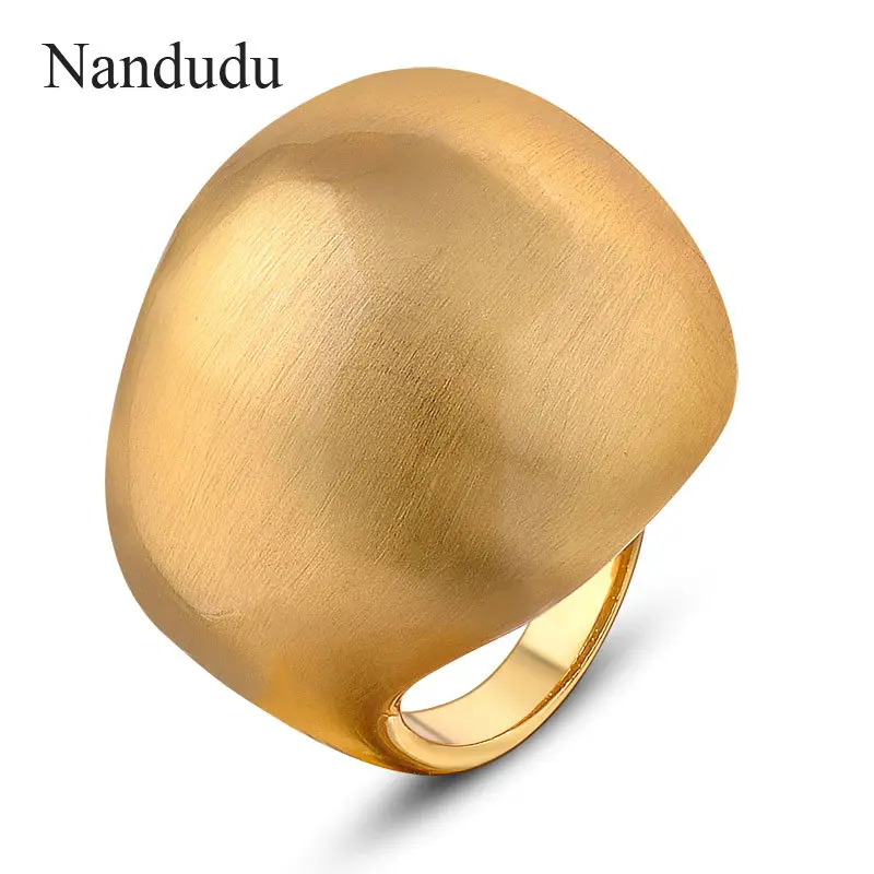 Nandudu FLASH распродажа в стиле панк медные матовые кольца модные ювелирные изделия шариковая форма желтое золото цвет для мужчин женщин унисекс кольцо подарок R869