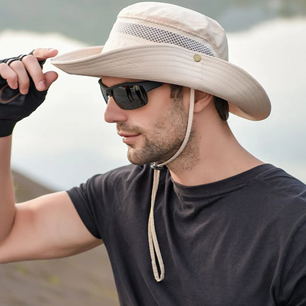 Для мужчин Защита от УФ-лучей мягкая шляпа с широкими полями на открытом воздухе Рыбалка восхождение дышащий ветрозащитный для альпинизма