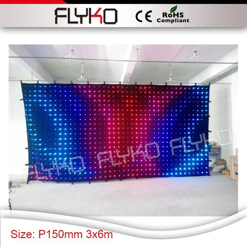 

CE,RoHS high brightness colorful 3in1 leds 10ft by 20ft P15cm stage video display led curtain