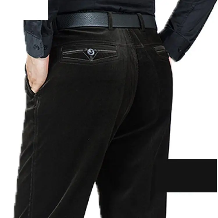 Новое поступление, зимние эластичные вельветовые мужские толстые длинные штаны с высокой талией, свободные супер большие повседневные хлопковые брюки, размер 29-40 42