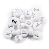 Perles en résine Alphabet blanc/lettres pour enfants, perles rondes carrées faites à la main 10mm/lot de 100 pièces ► Photo 3/5