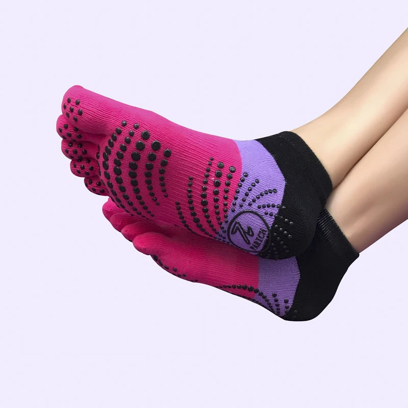 Женские носки для йоги, противоскользящие носки для пилатеса с пятью пальцами, носки для спортзала, фитнеса, балета, пилатеса, профессиональные силиконовые хлопковые носки, кроссовки