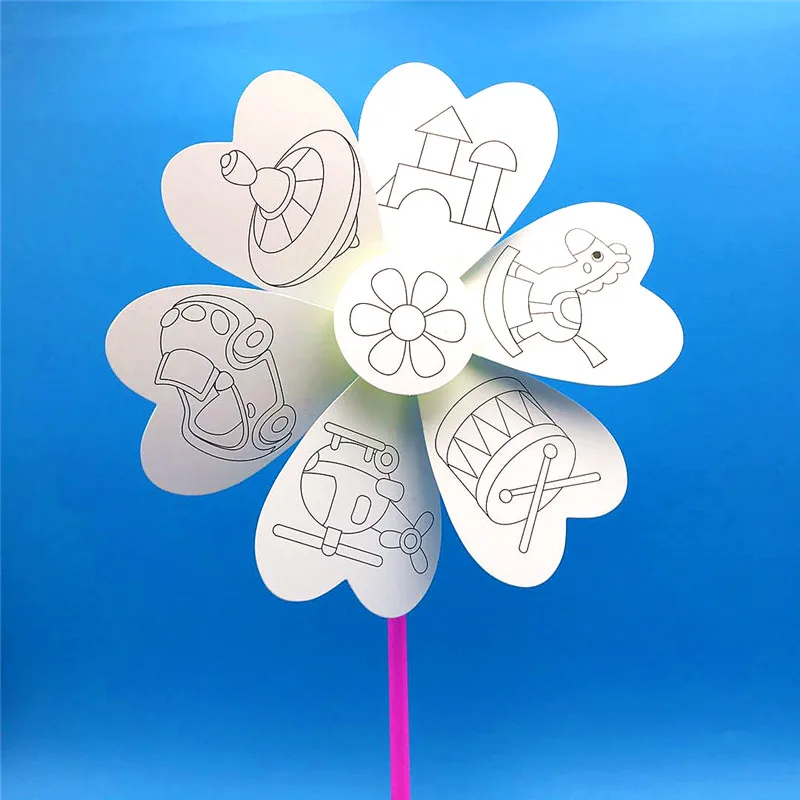 Happyxuan 8 шт./Партия DIY Pinwheels Spinner Набор для девочек игрушка-раскраска креативный рисунок и живопись детская бумага ручной работы развивающие