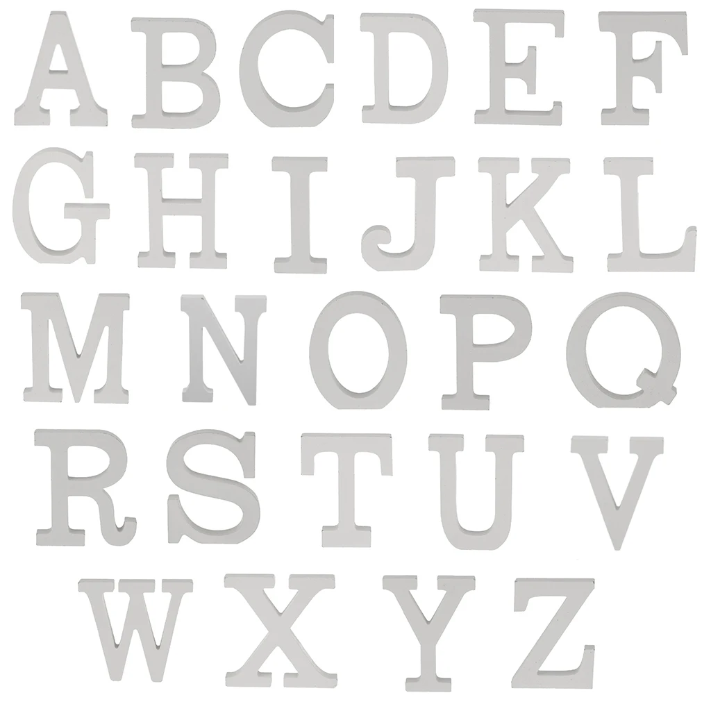 Wooden ''E'' Alphabet Letter Wall Hanging Nursery Wedding Party Home Shop Office Decorations Photo Shoot Props White